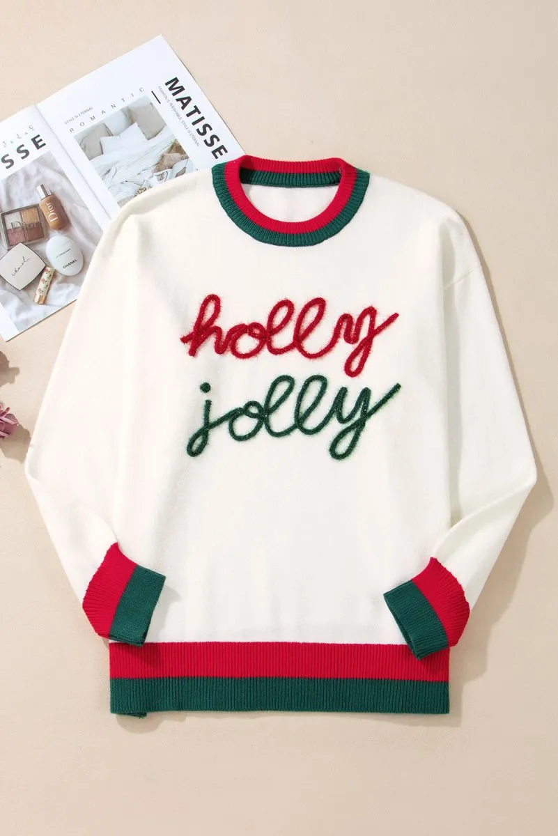 Christmas "Holly Jolly" Tinsel Plus Size Sweater