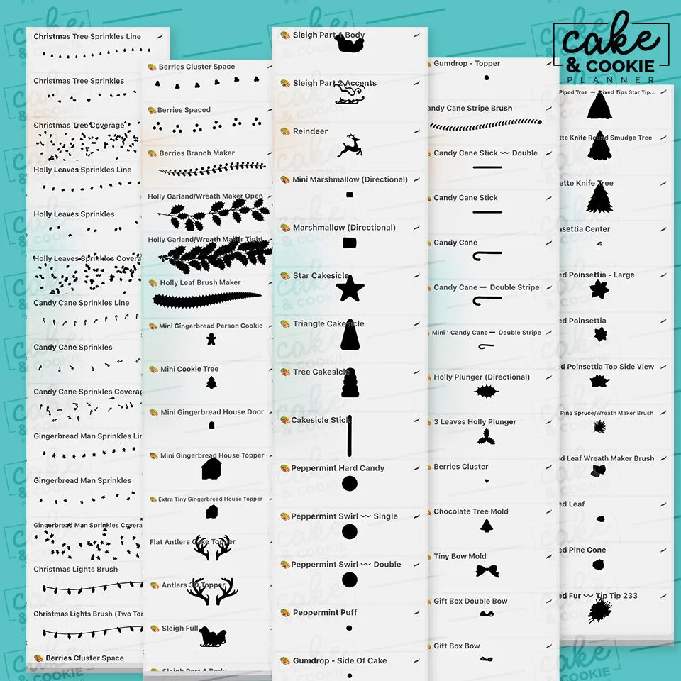 Christmas Seasonal Procreate Pack - Digital Cake Sketching