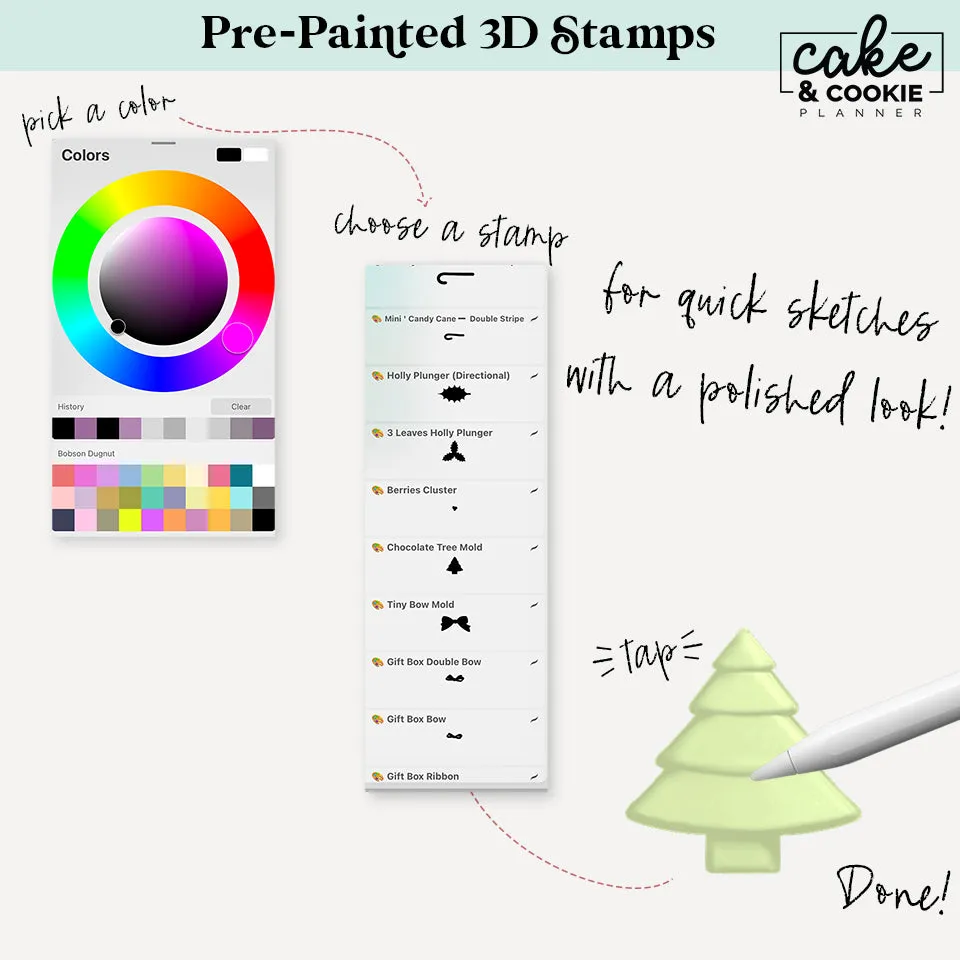 Christmas Seasonal Procreate Pack - Digital Cake Sketching