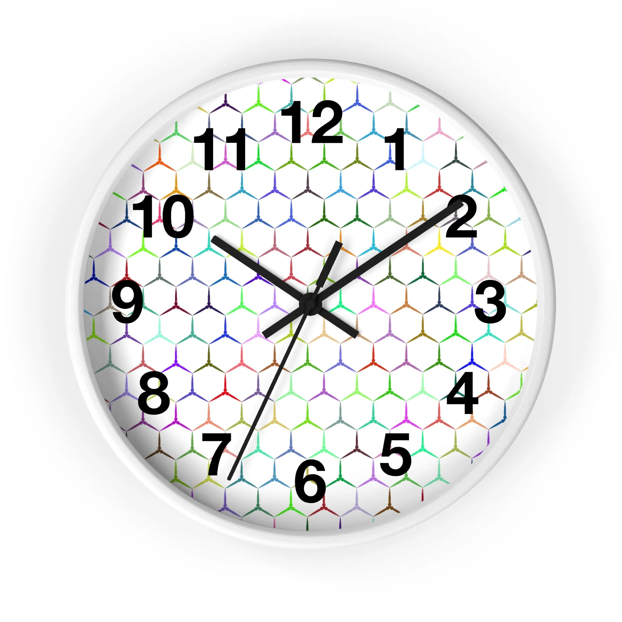 Colorful Hexagon Wall Clock, Geometric Shapes Wall Clock, Snake Skin Clock