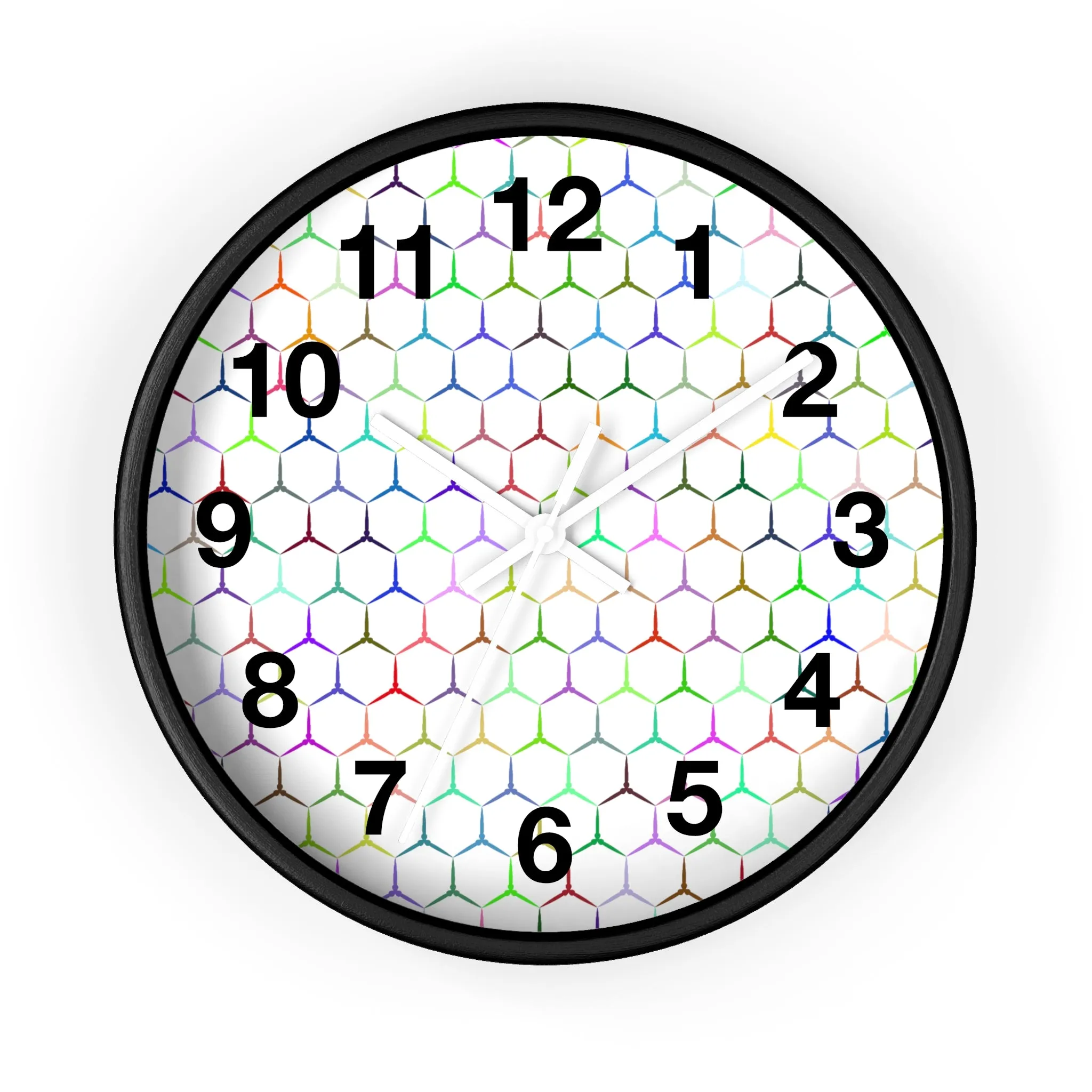 Colorful Hexagon Wall Clock, Geometric Shapes Wall Clock, Snake Skin Clock