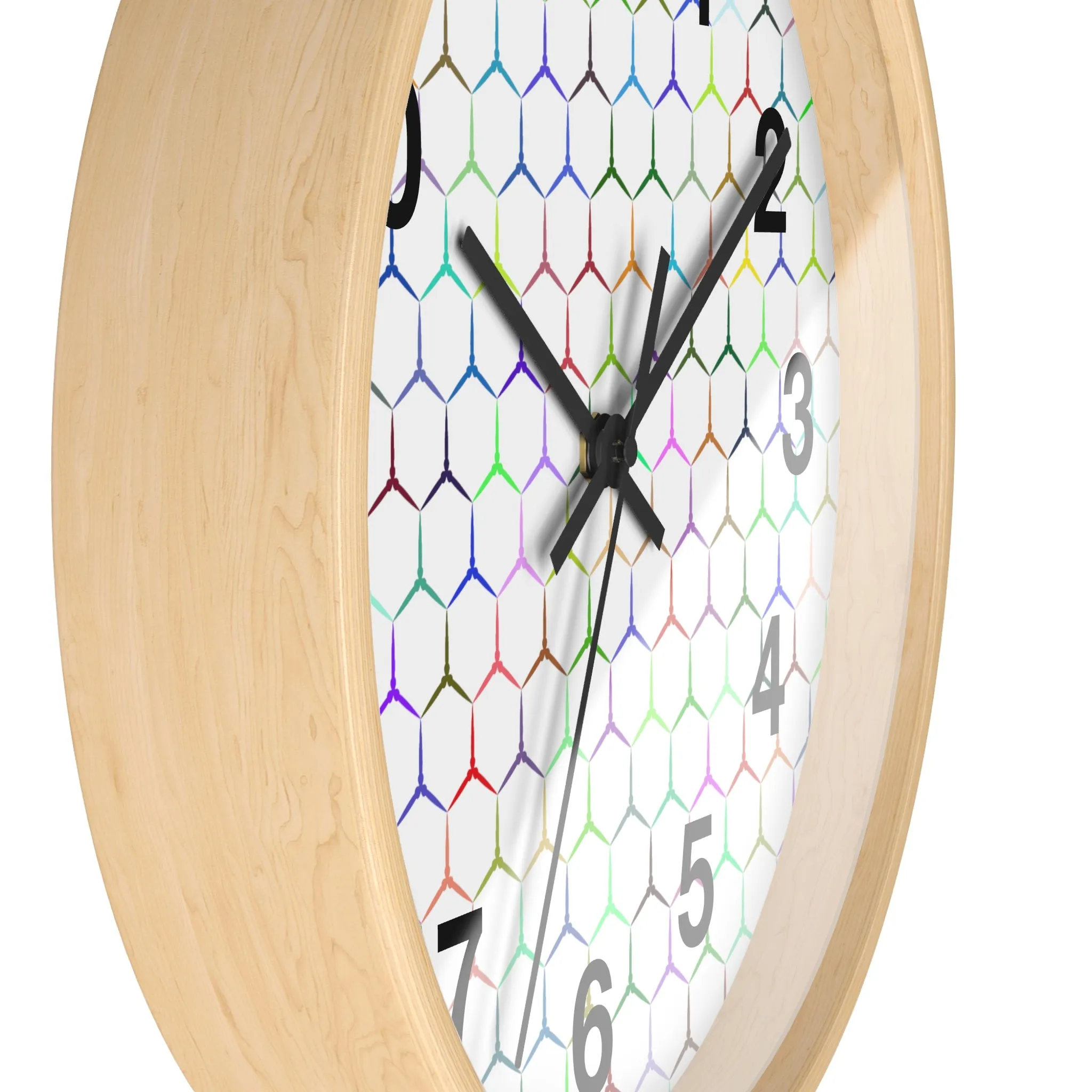 Colorful Hexagon Wall Clock, Geometric Shapes Wall Clock, Snake Skin Clock