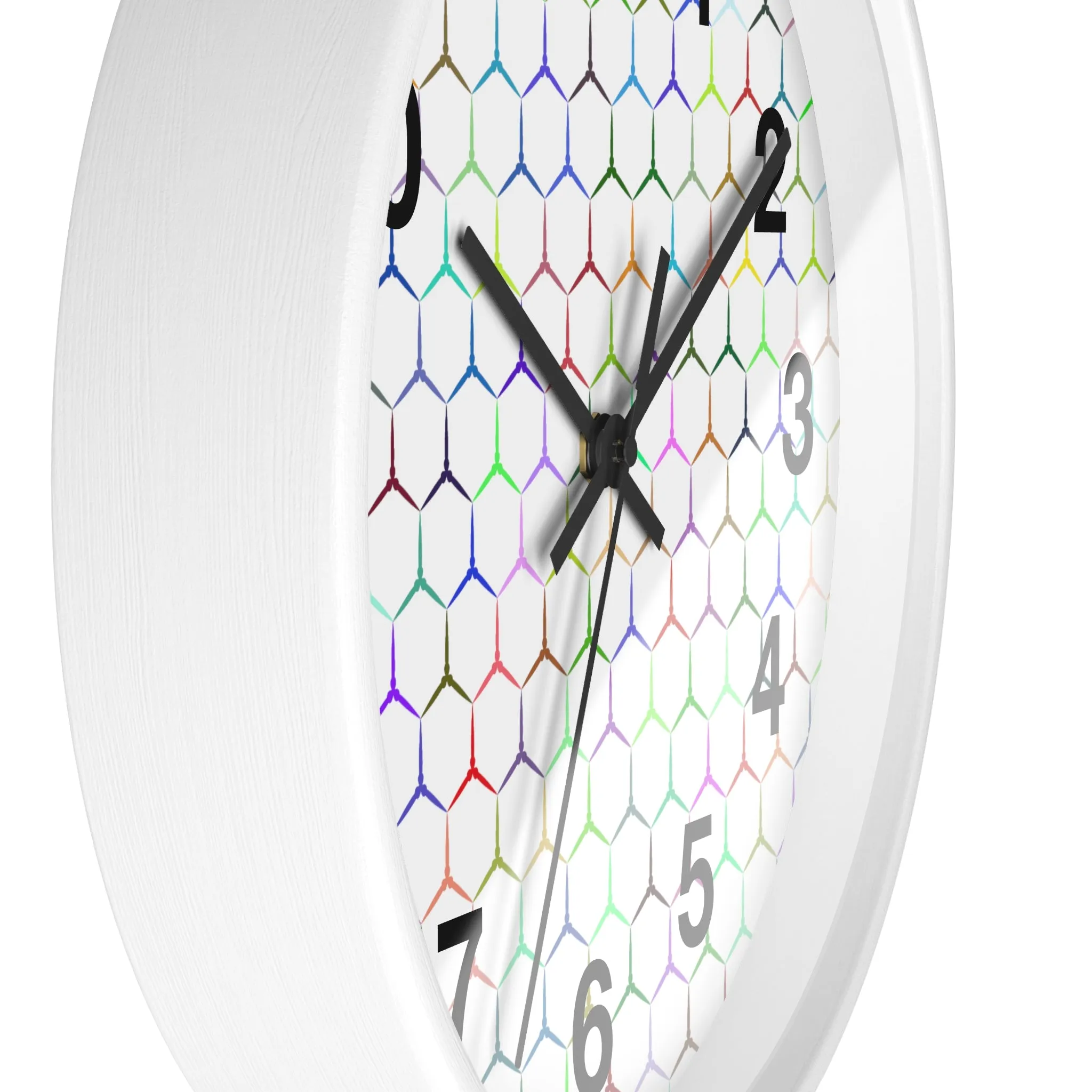 Colorful Hexagon Wall Clock, Geometric Shapes Wall Clock, Snake Skin Clock