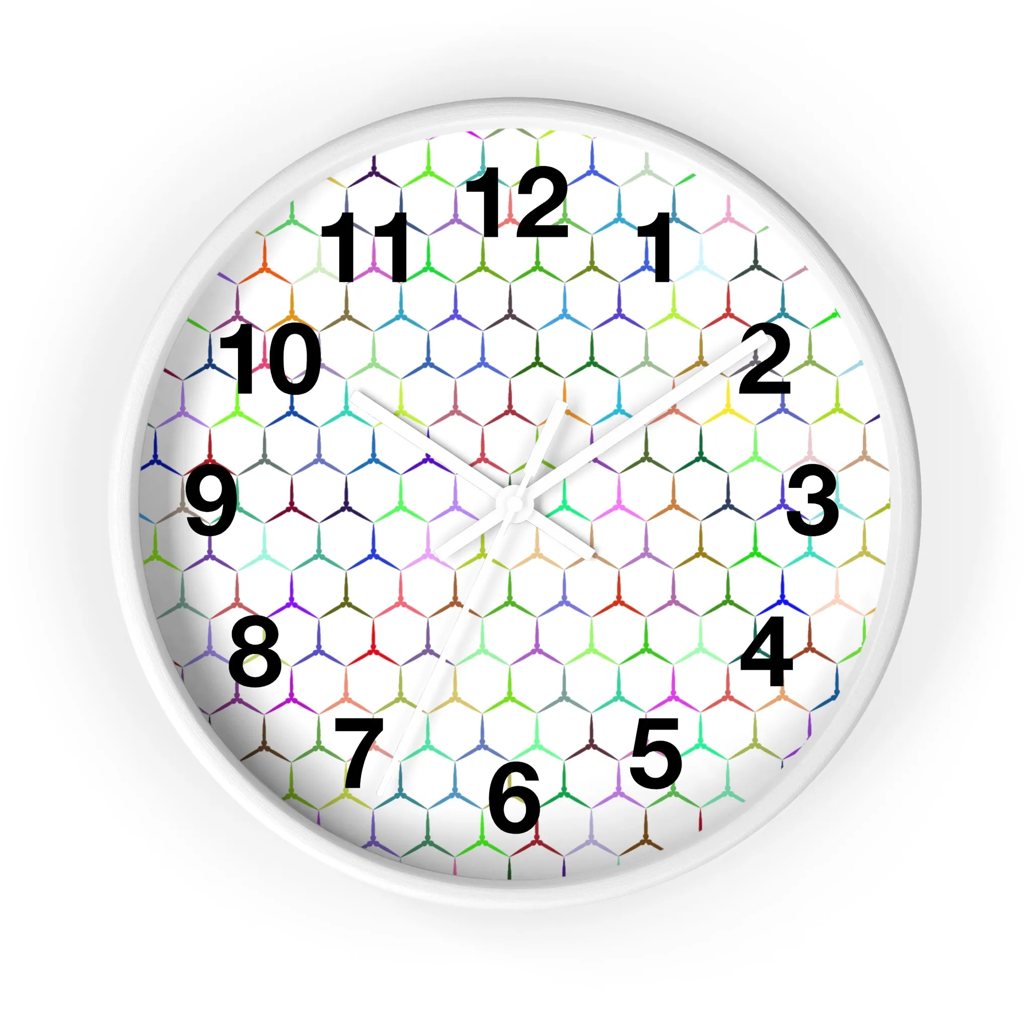 Colorful Hexagon Wall Clock, Geometric Shapes Wall Clock, Snake Skin Clock