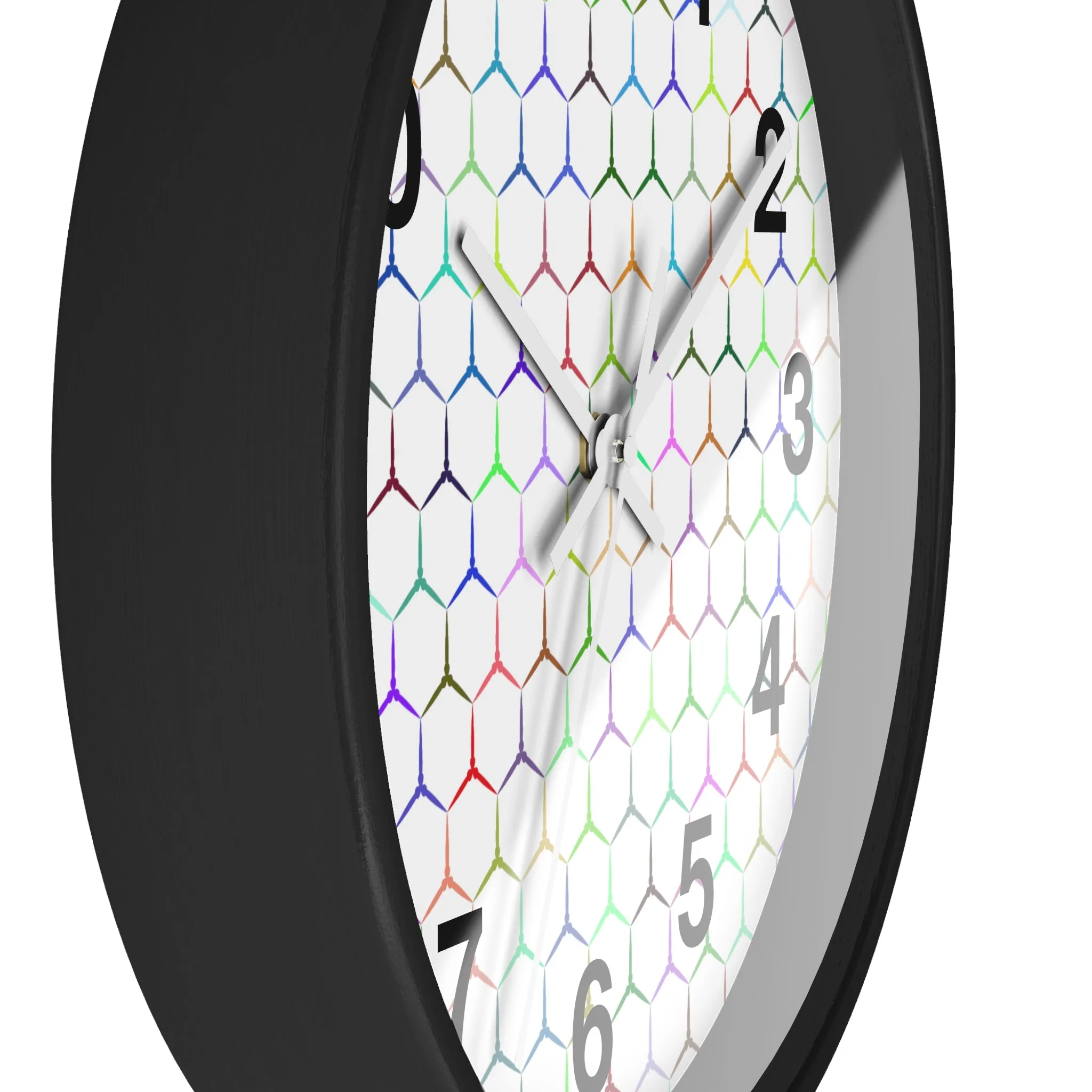 Colorful Hexagon Wall Clock, Geometric Shapes Wall Clock, Snake Skin Clock