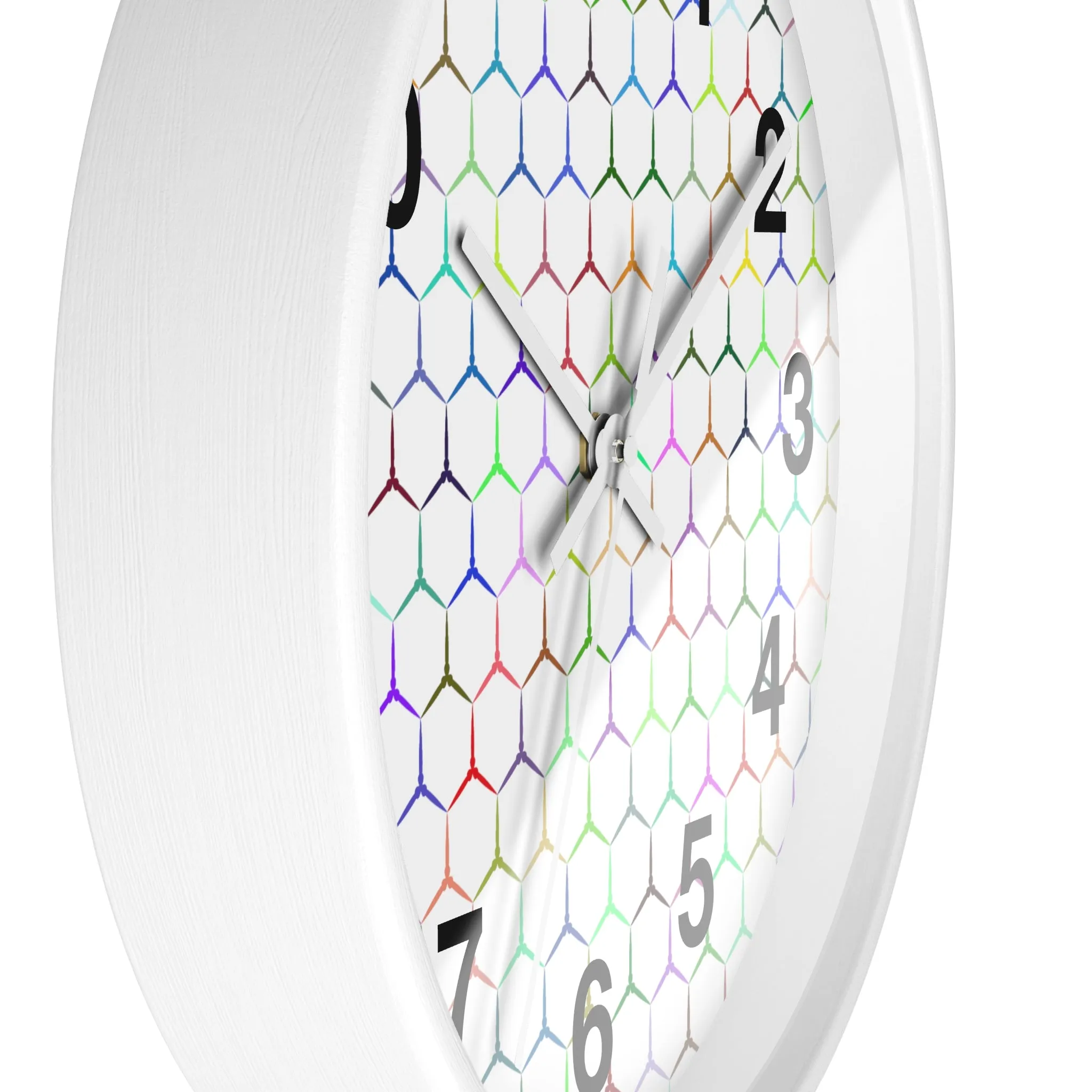 Colorful Hexagon Wall Clock, Geometric Shapes Wall Clock, Snake Skin Clock