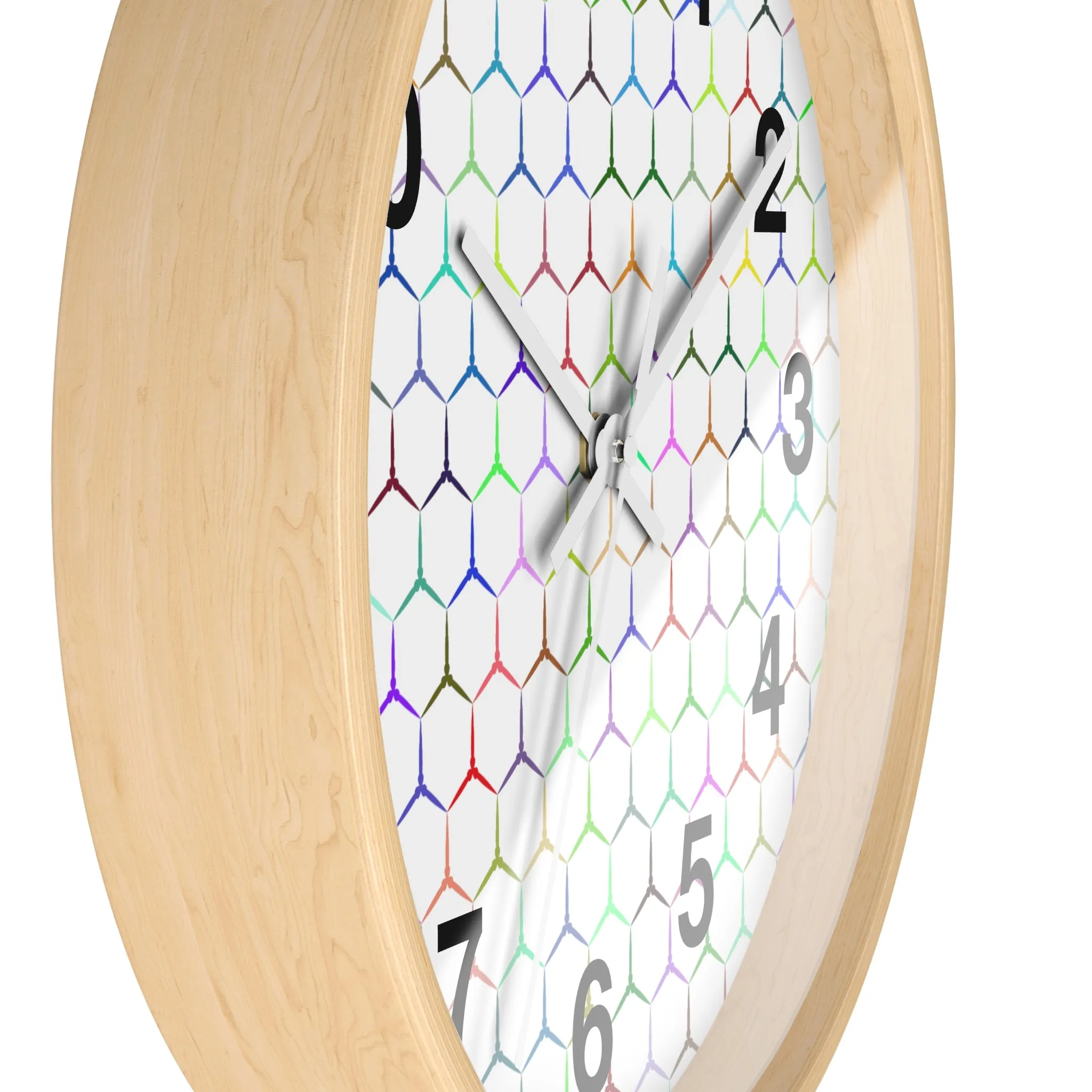 Colorful Hexagon Wall Clock, Geometric Shapes Wall Clock, Snake Skin Clock