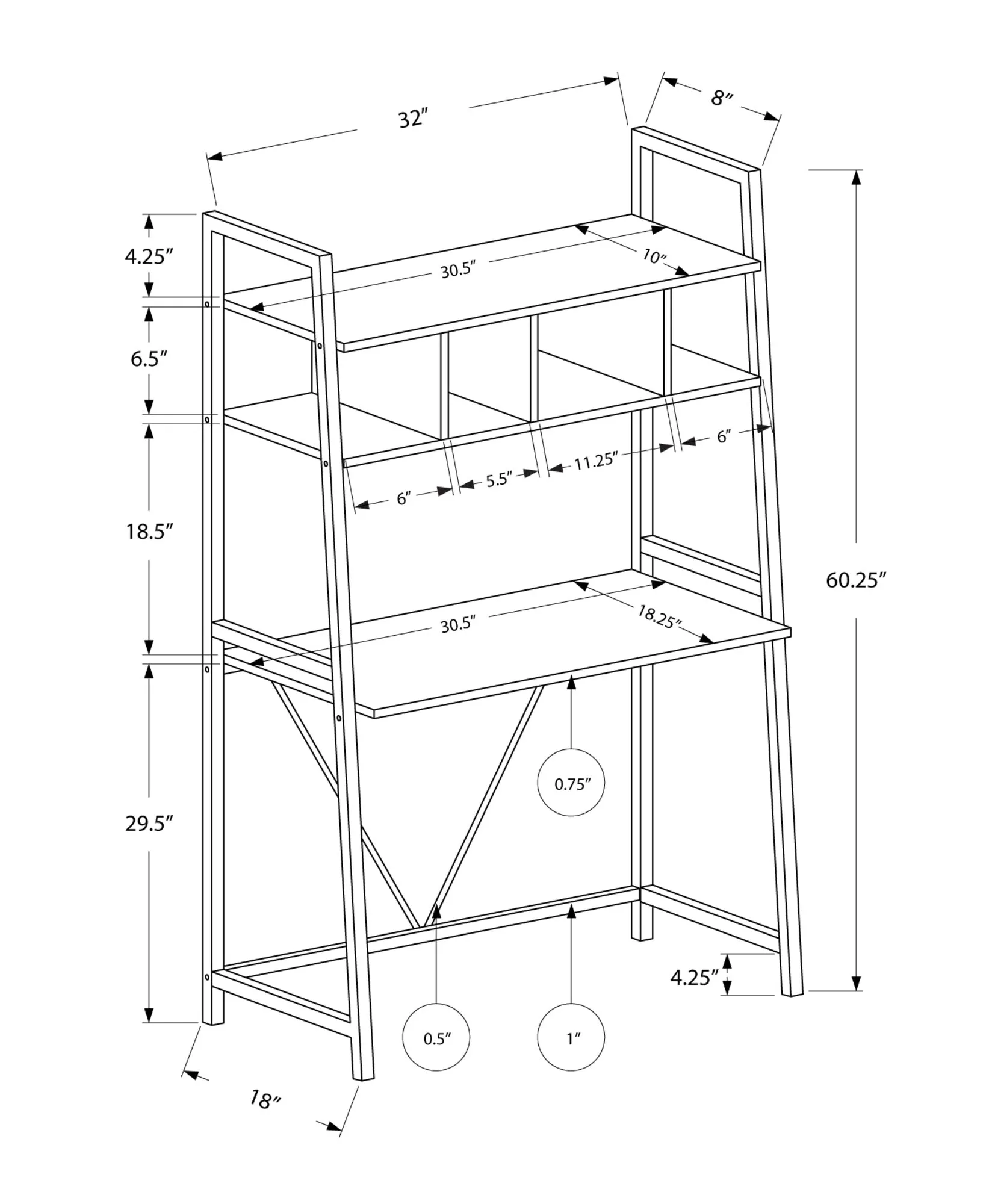 Computer Desk - 32"L / White Top / White Metal