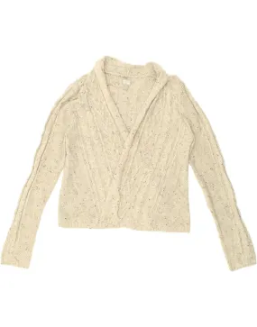 CONVERSE Womens Crop Open Cardigan Sweater UK 14 Large Beige Flecked