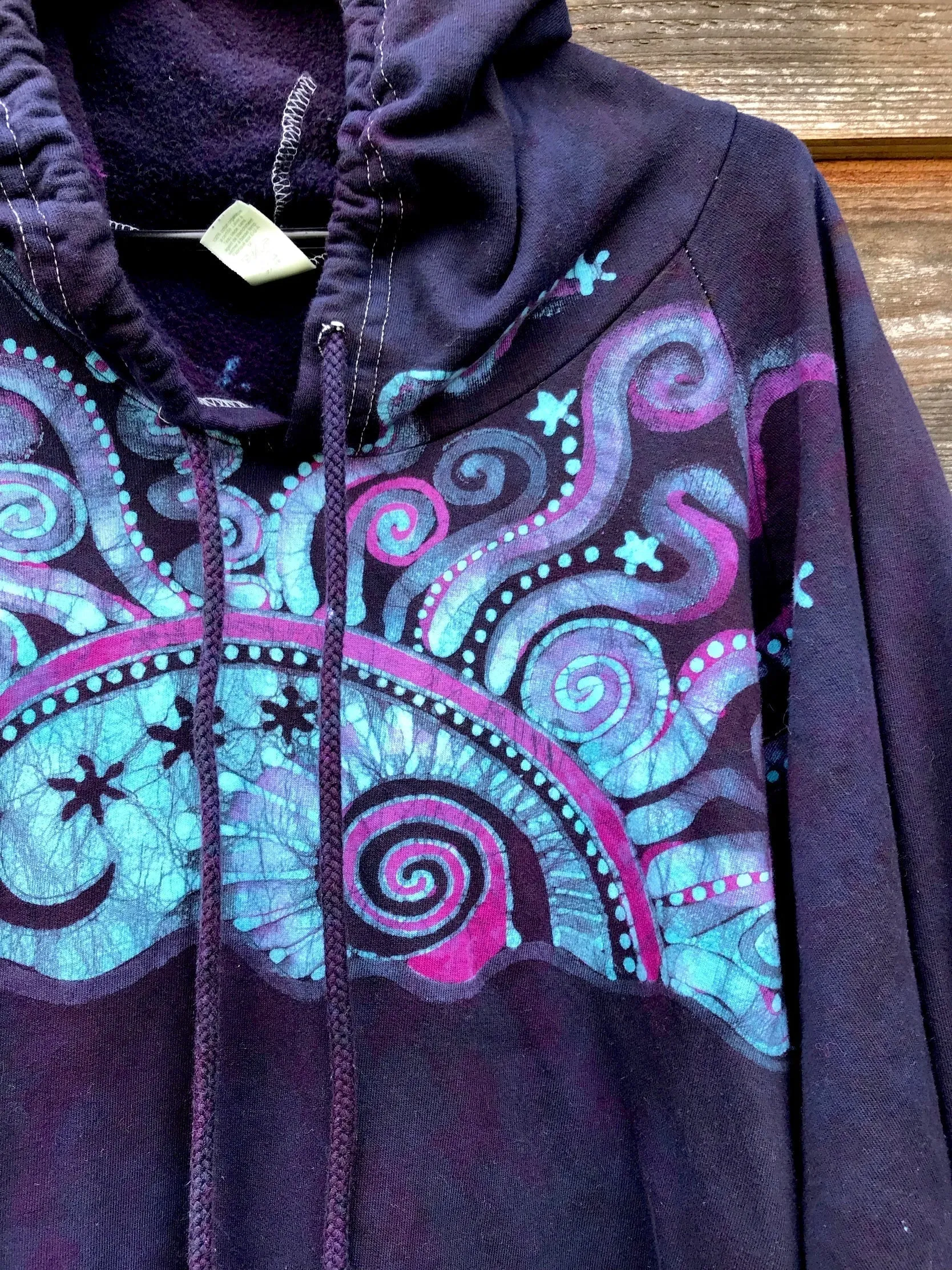 Cosmic Moonrise Pullover Batik Hoodie in Organic Cotton - Handmade Oversize in 3X