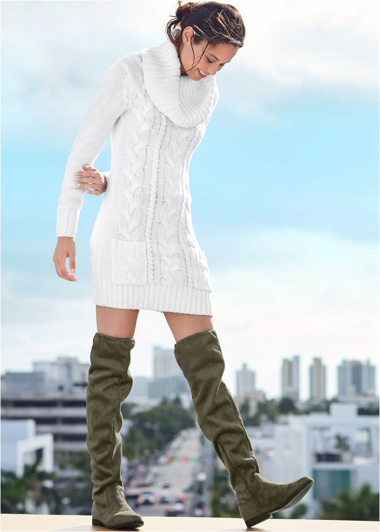 Cozy Sweater Dress - Off White