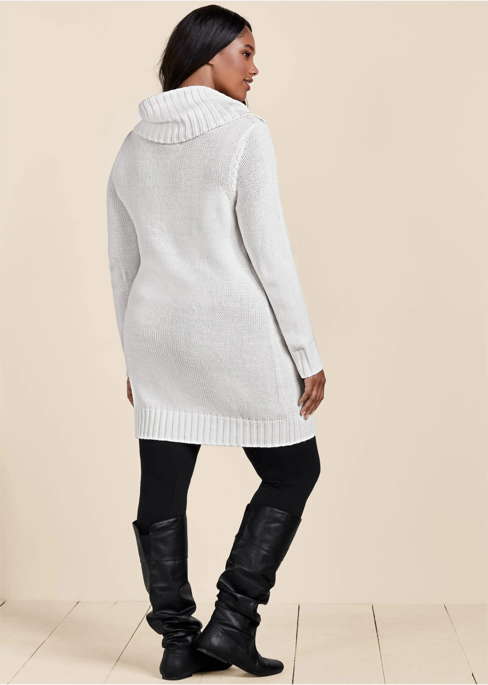 Cozy Sweater Dress - Off White