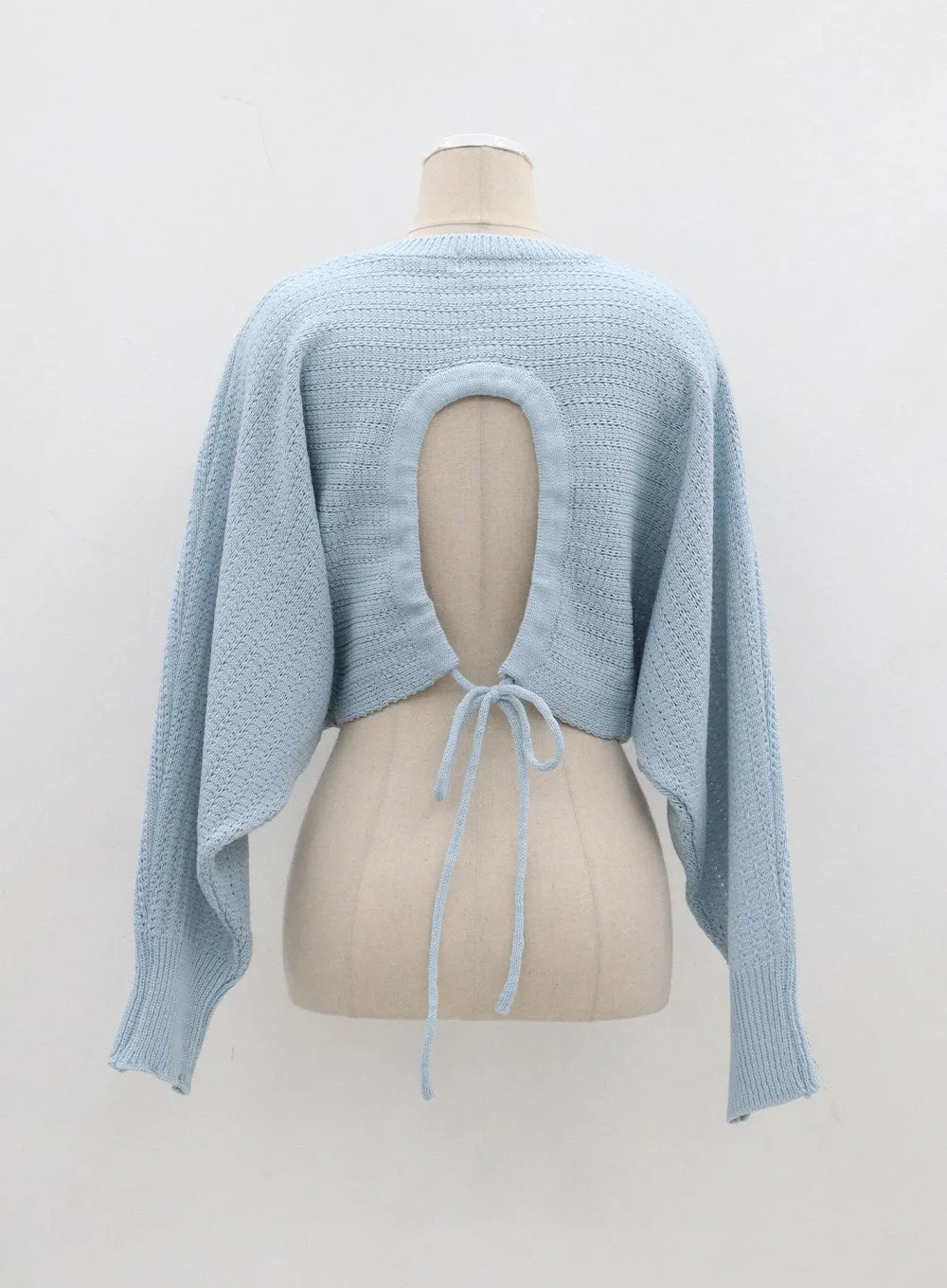 Cut Out Back Tie Detail Cropped Sweater BJ311