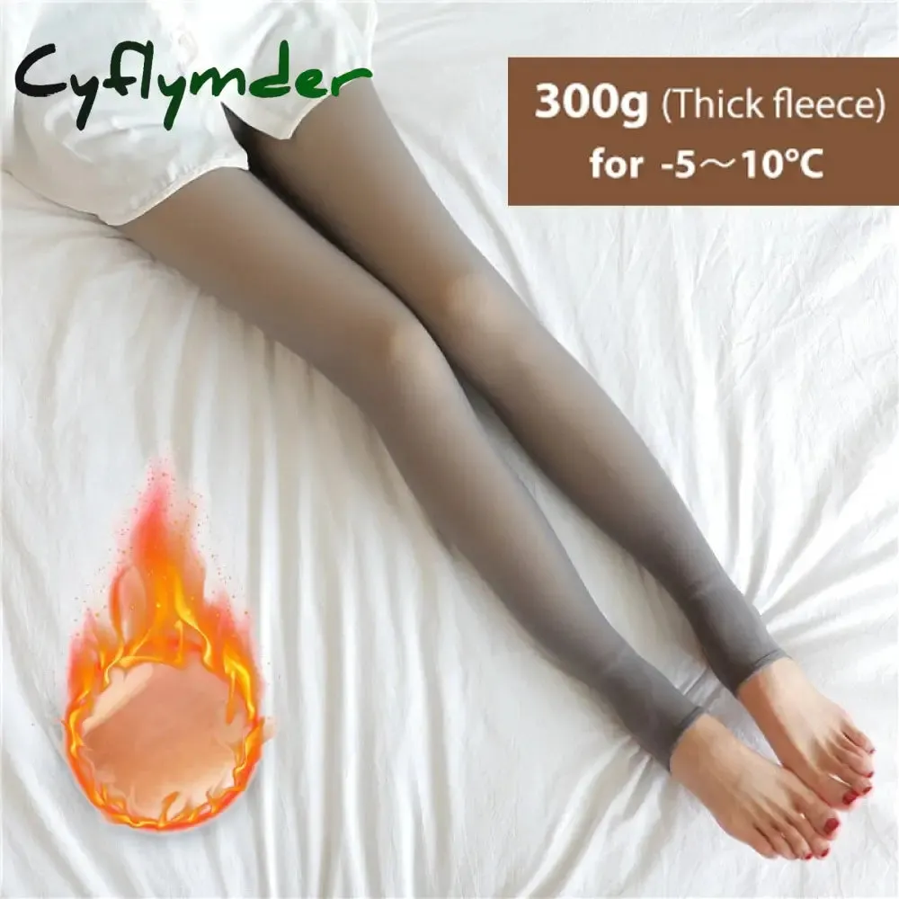 Cyflymder Winter Warm Tights Pantyhose Women Fleece Socks High Waist Thermal Stocking Insulated Pants Fake Translucent Leggings Tights