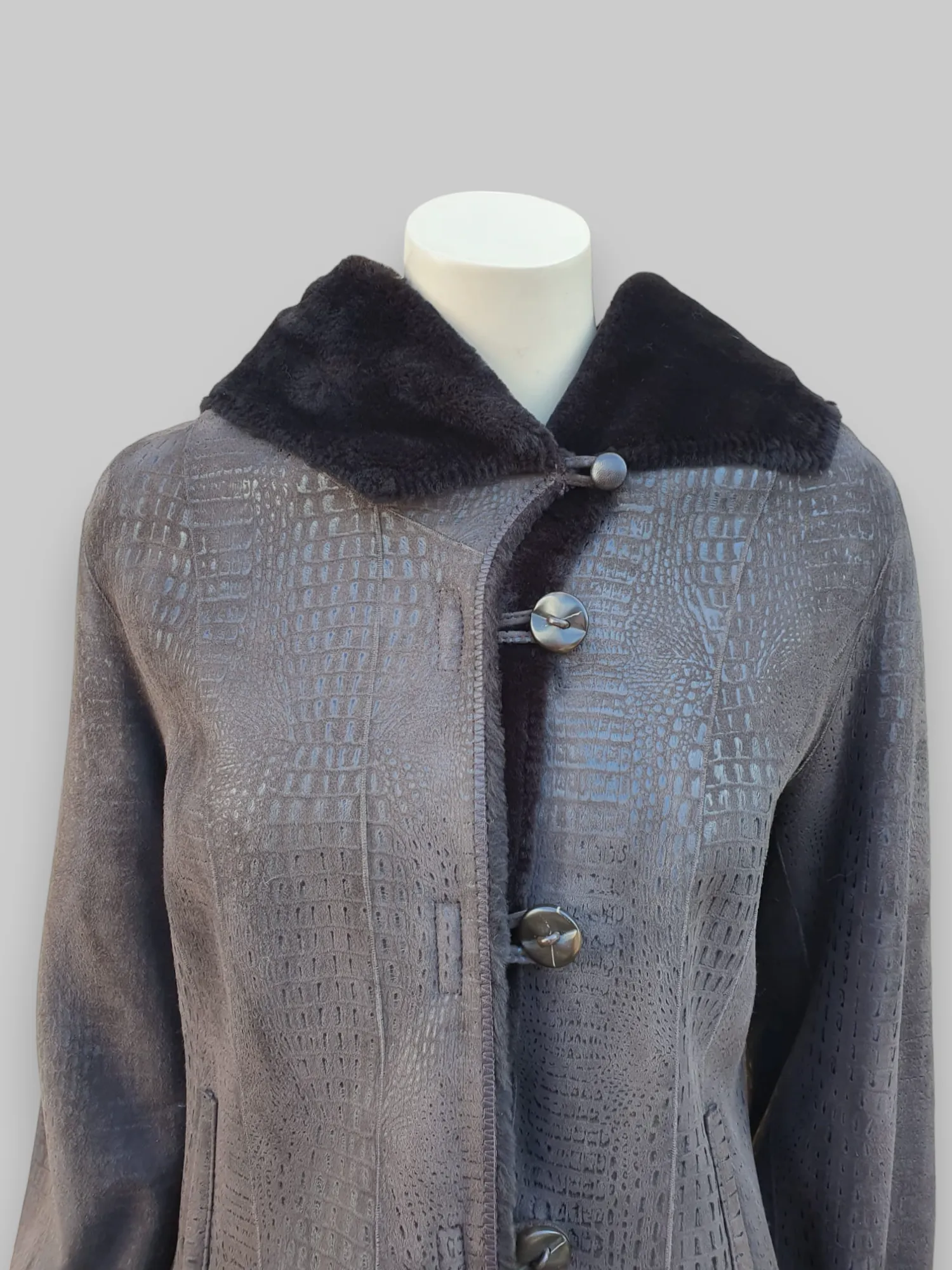 Dark Merinillo Vernice Shearling Jacket -Size 40