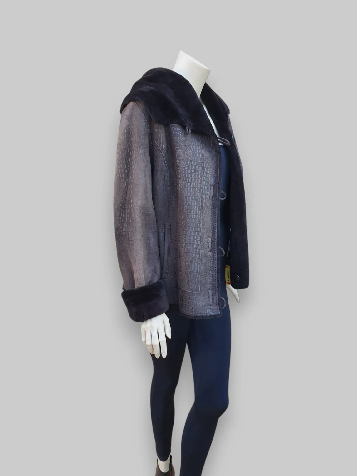 Dark Merinillo Vernice Shearling Jacket -Size 40