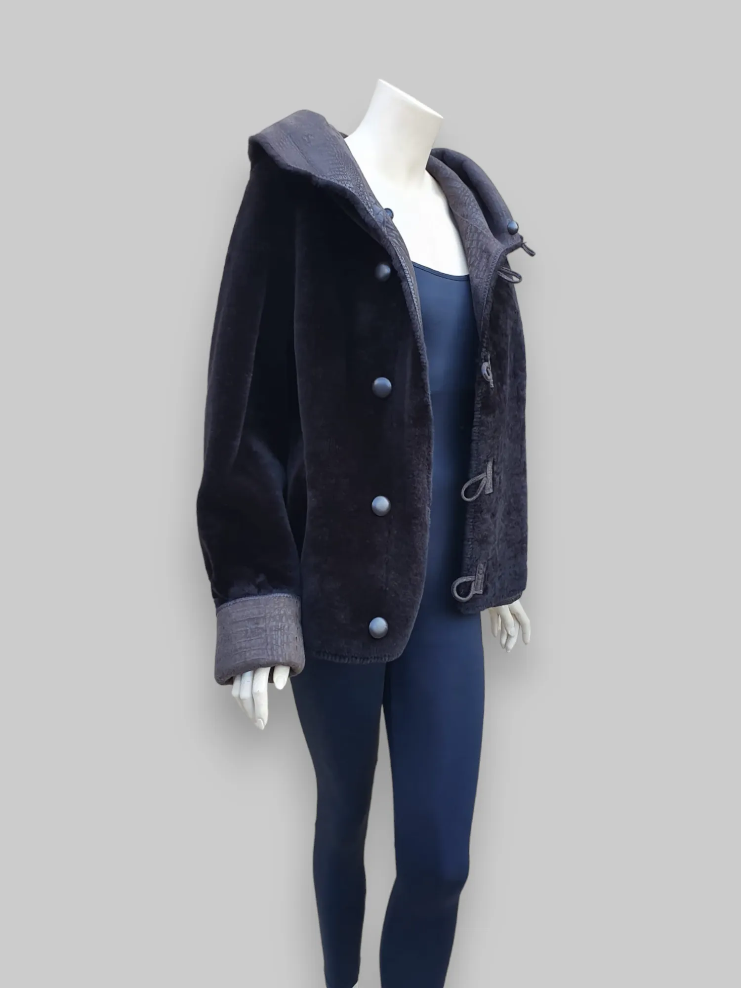 Dark Merinillo Vernice Shearling Jacket -Size 40