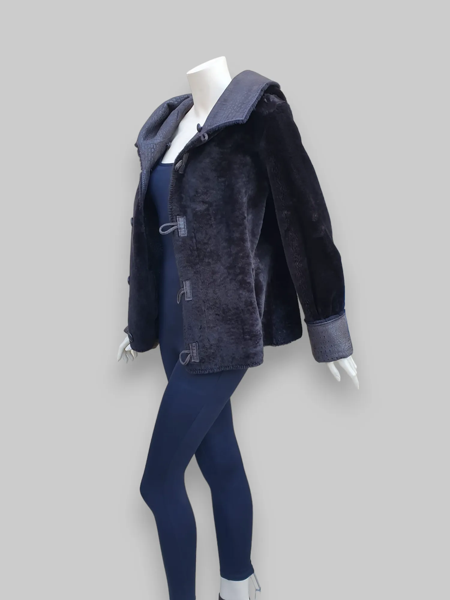 Dark Merinillo Vernice Shearling Jacket -Size 40