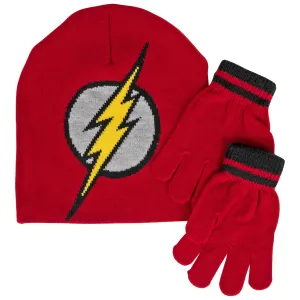 DC Comics Flash Logo Youth Beanie and Gloves Combo