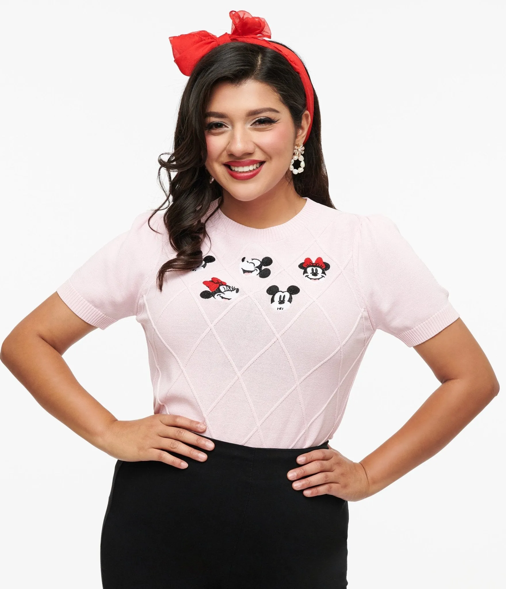 Disney Mickey & Friends Collection by Unique Vintage Pink Mickey & Minnie Sweater