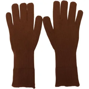 Dolce & Gabbana Elegant Brown Cashmere Winter Gloves