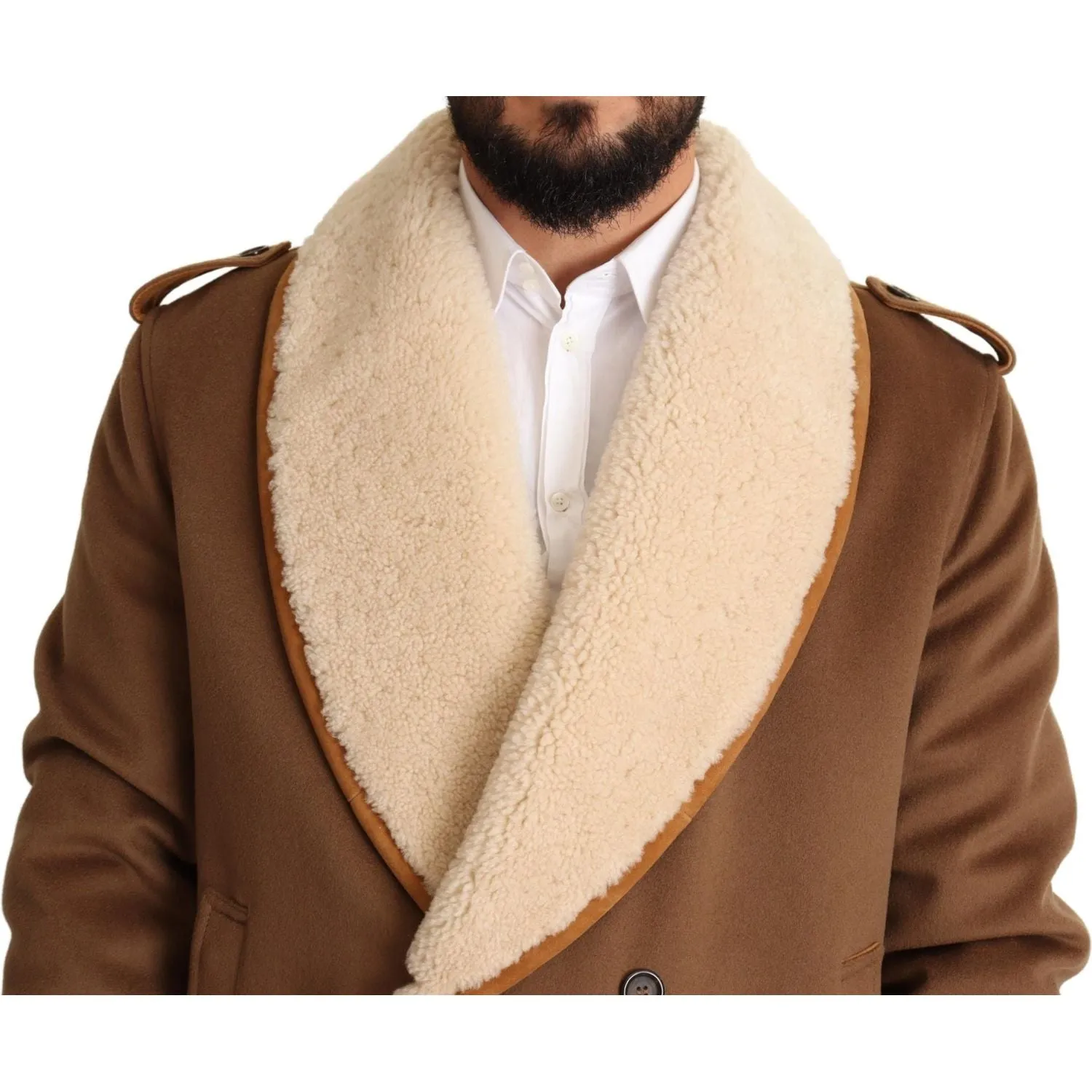 Dolce & Gabbana Elegant Double Breasted Shearling Jacket