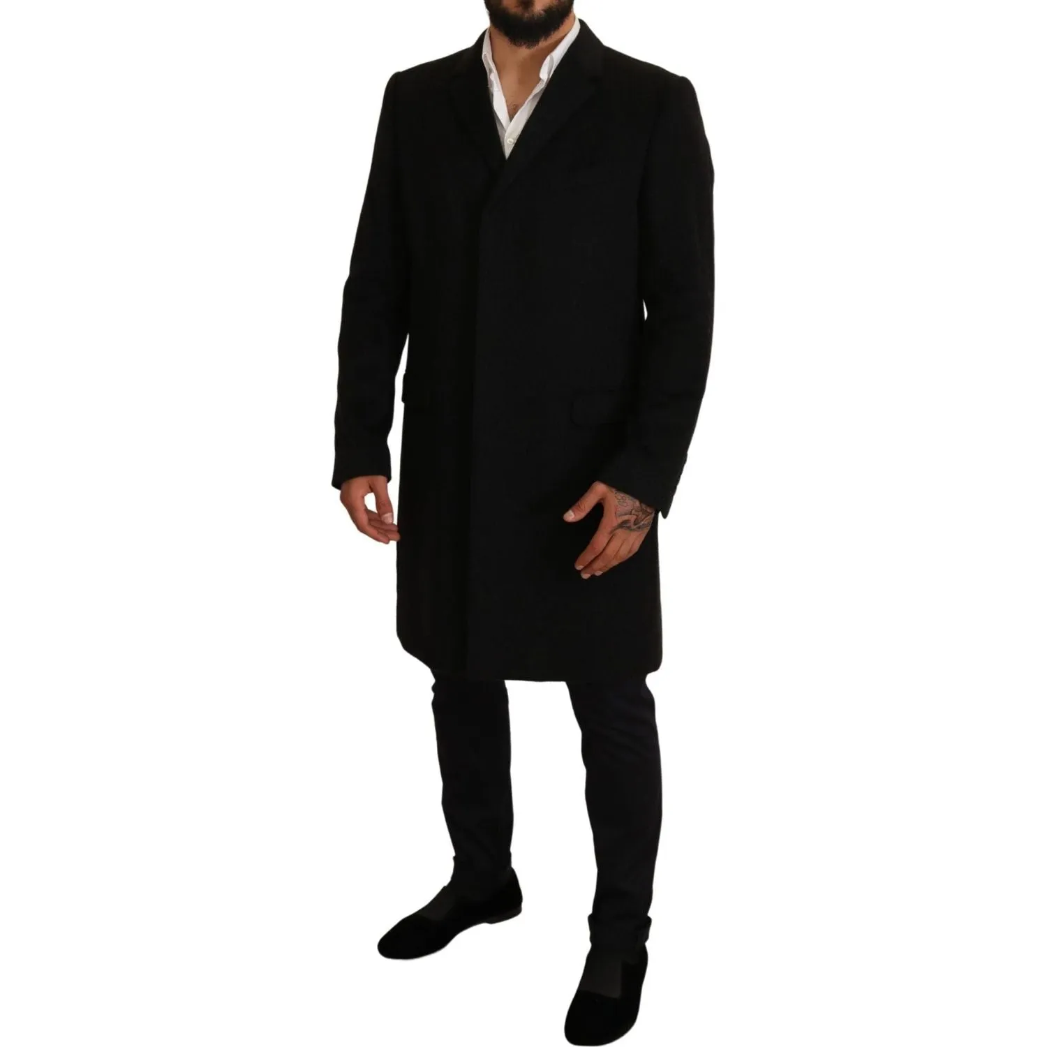 Dolce & Gabbana Elegant Gray Long Overcoat in Pure Cashmere