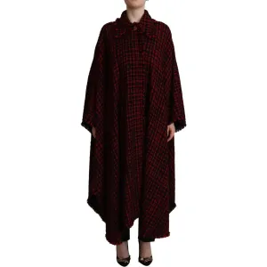 Dolce & Gabbana Elegant Red & Black Long Sleeve Overcoat Jacket