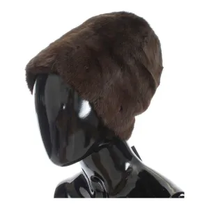 Dolce & Gabbana Luxurious Brown Weasel Fur Beanie