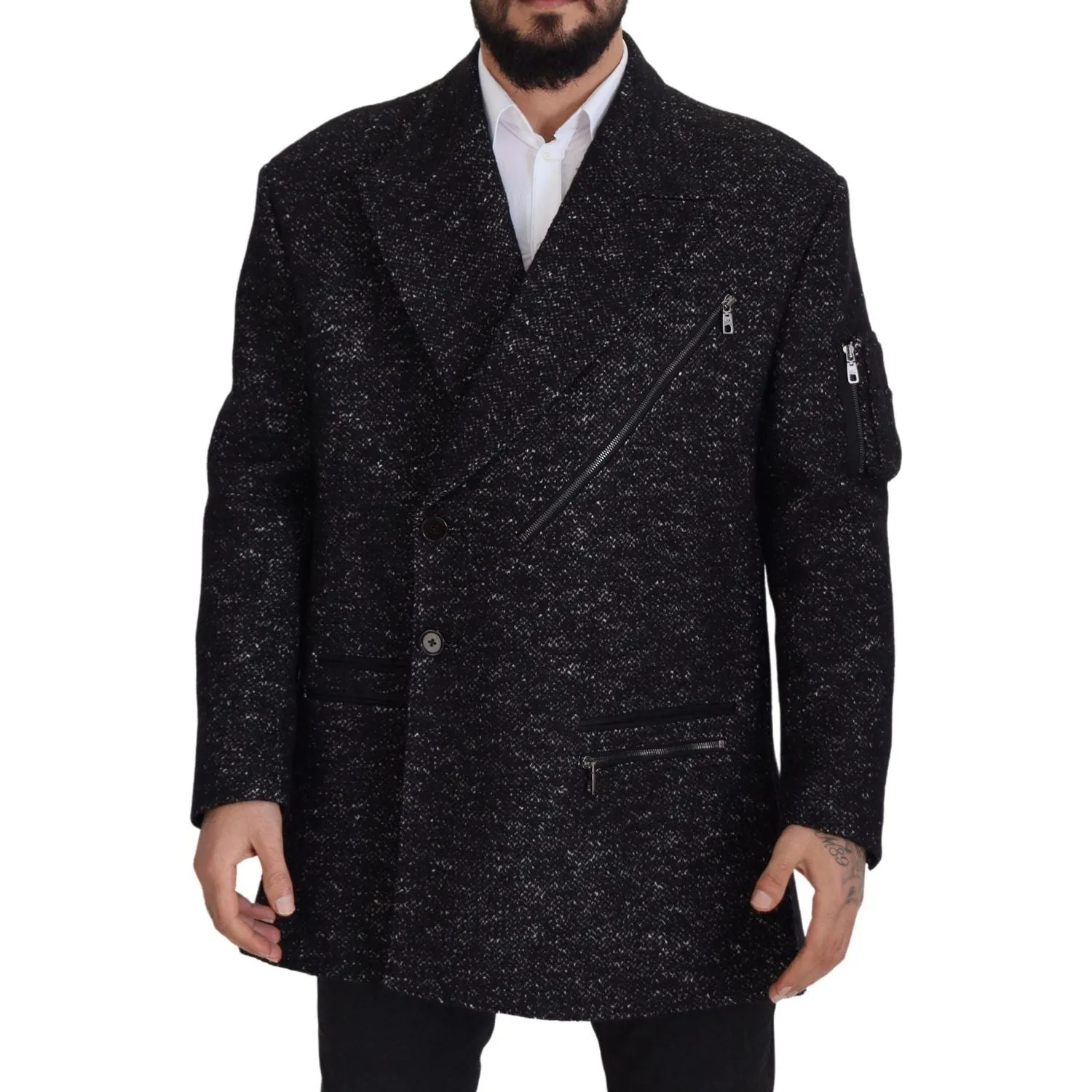 Dolce & Gabbana Sleek Patterned Wool Double Breasted Jacket