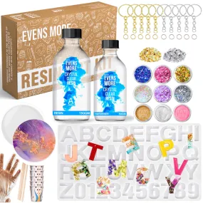 EVENS MORE Diy Resin Alphabet Keychain Kit With Mica & Glitter (Alphabet Resin Kit), Black