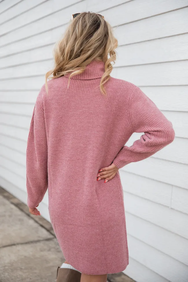 Faith In Love Mauve Turtleneck Sweater Dress