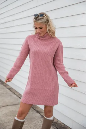 Faith In Love Mauve Turtleneck Sweater Dress