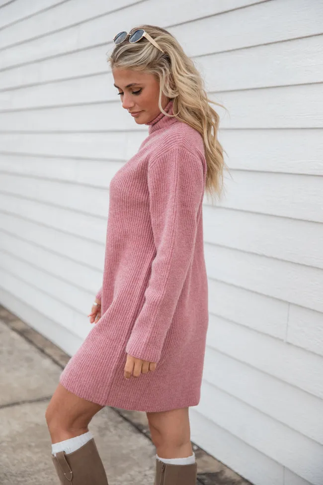 Faith In Love Mauve Turtleneck Sweater Dress