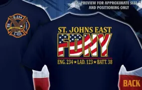 FDNY E-234 L-123 B-38 St. John's East Brooklyn Station Fire Tee