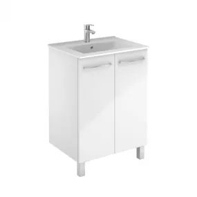 Floor-mount Vanity 24" x 18" 2 Doors in High Gloss White