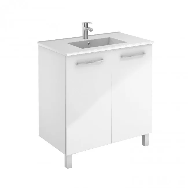 Floor-mount Vanity 32" x 18" 2 Doors in High Gloss White