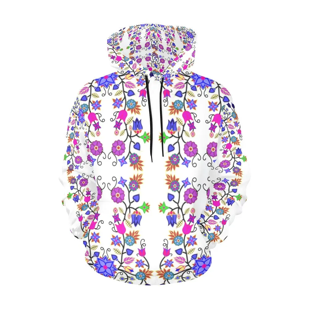 Floral Beadwork Seven Clans White Hoodie for Men (USA Size)