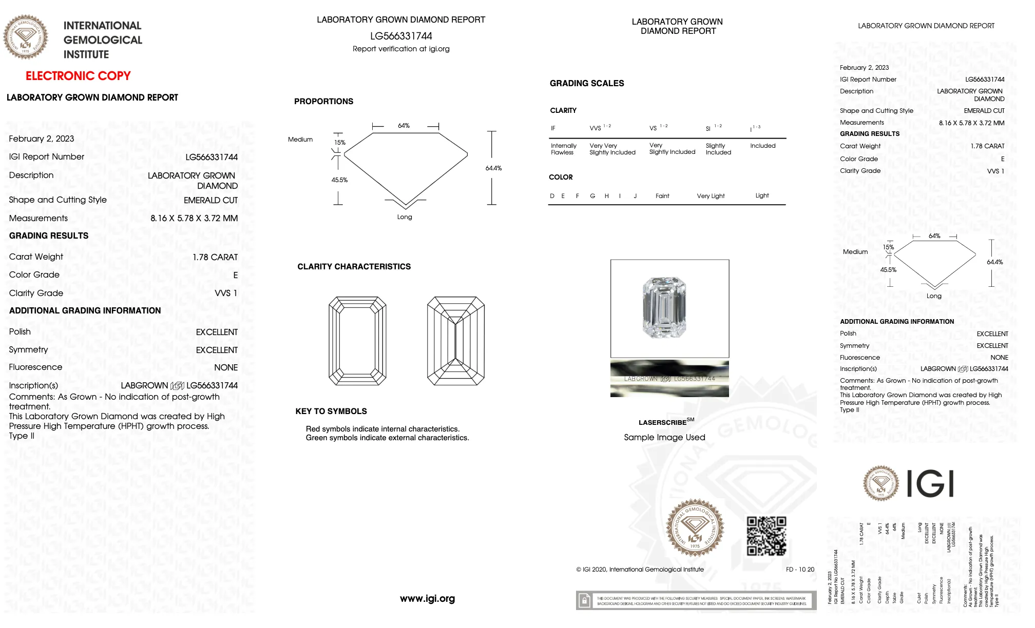 Florina - 1.78ct Emerald Cut Lab Grown Diamond