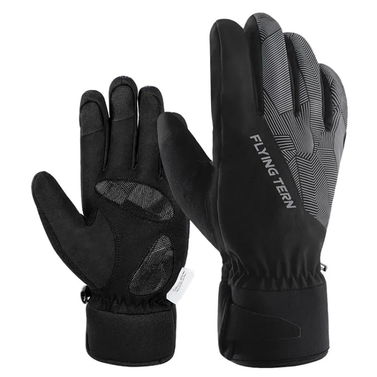 FLYING TERN 315 Thicken Cycling Windproof Warm Touch Screen Gloves, Size: L(Black Gray)