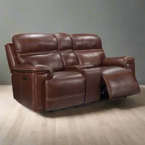 Fresno Power Recline Leather Loveseat with Console