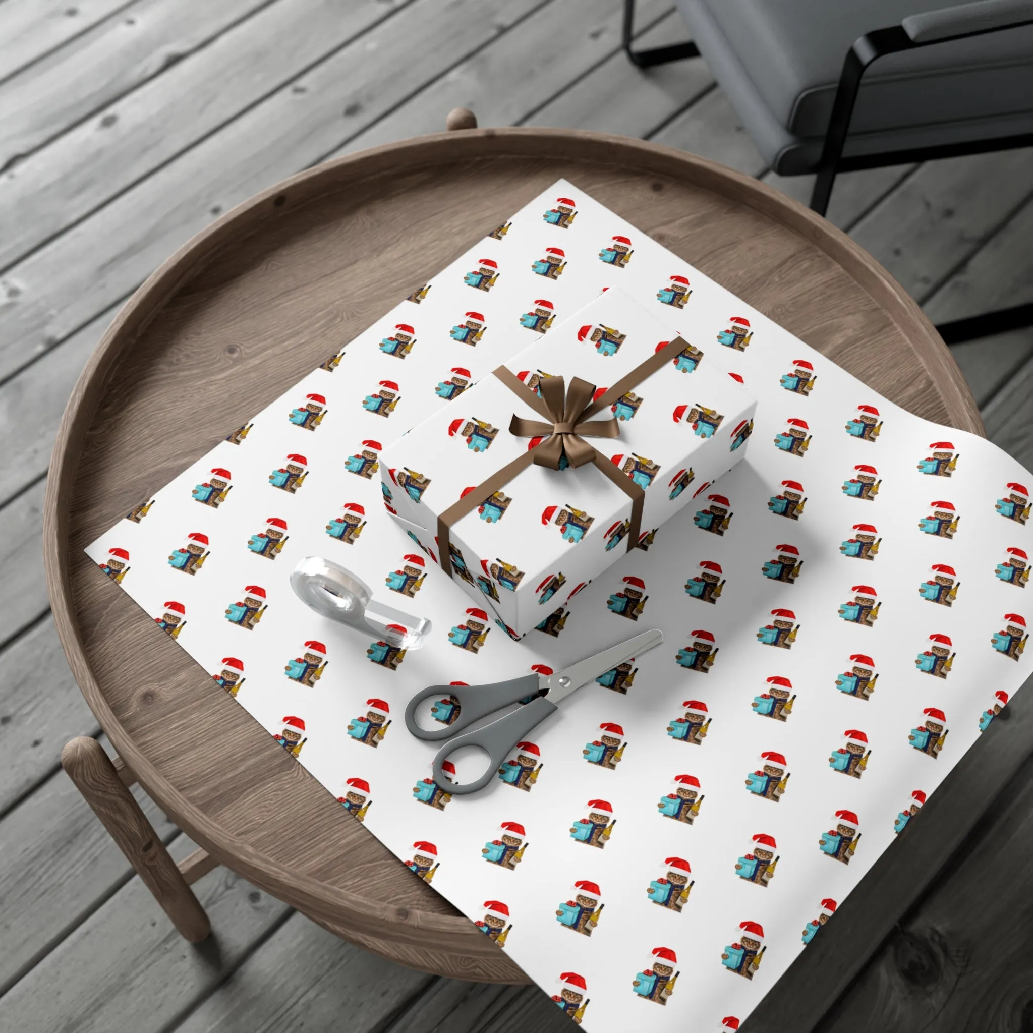 Funny Gift Wrap | Cat with Present and Wine |