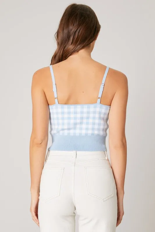 Gingham Knit Crop Tank