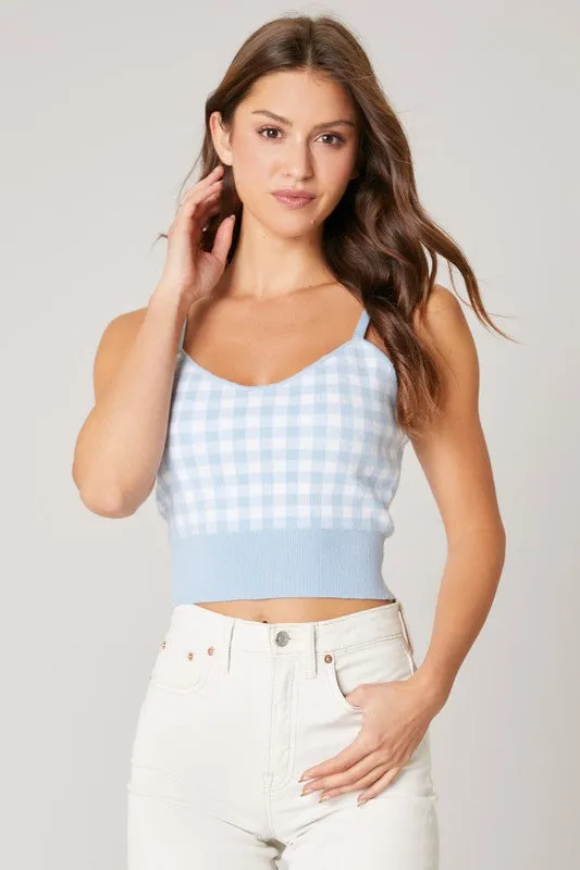 Gingham Knit Crop Tank