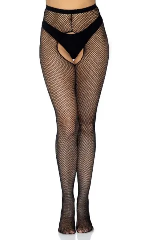 Ginny Fishnet Crotchless Pantyhose - O/S (Black)