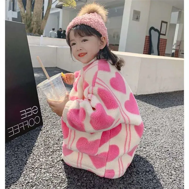 Girls 2024 New Woolen Coat Autumn Winter Baby Woolen Coat Fashion Children Quilted Plush Top