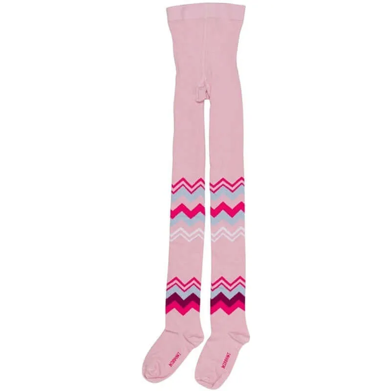 Girls Pink Zig Zag Tights