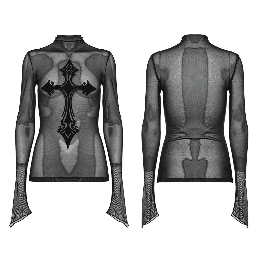 Gothic Cross Mesh Shirt