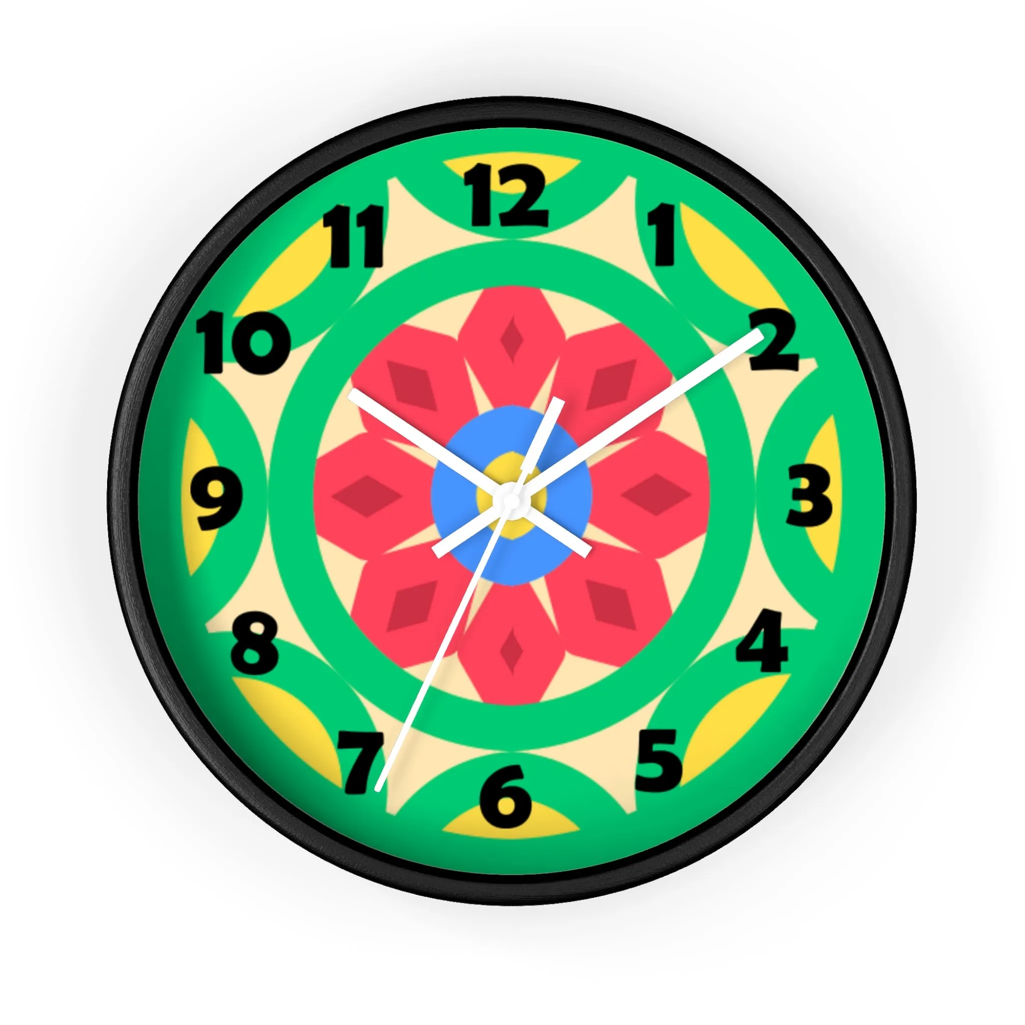 Green Mandala Wall Clock