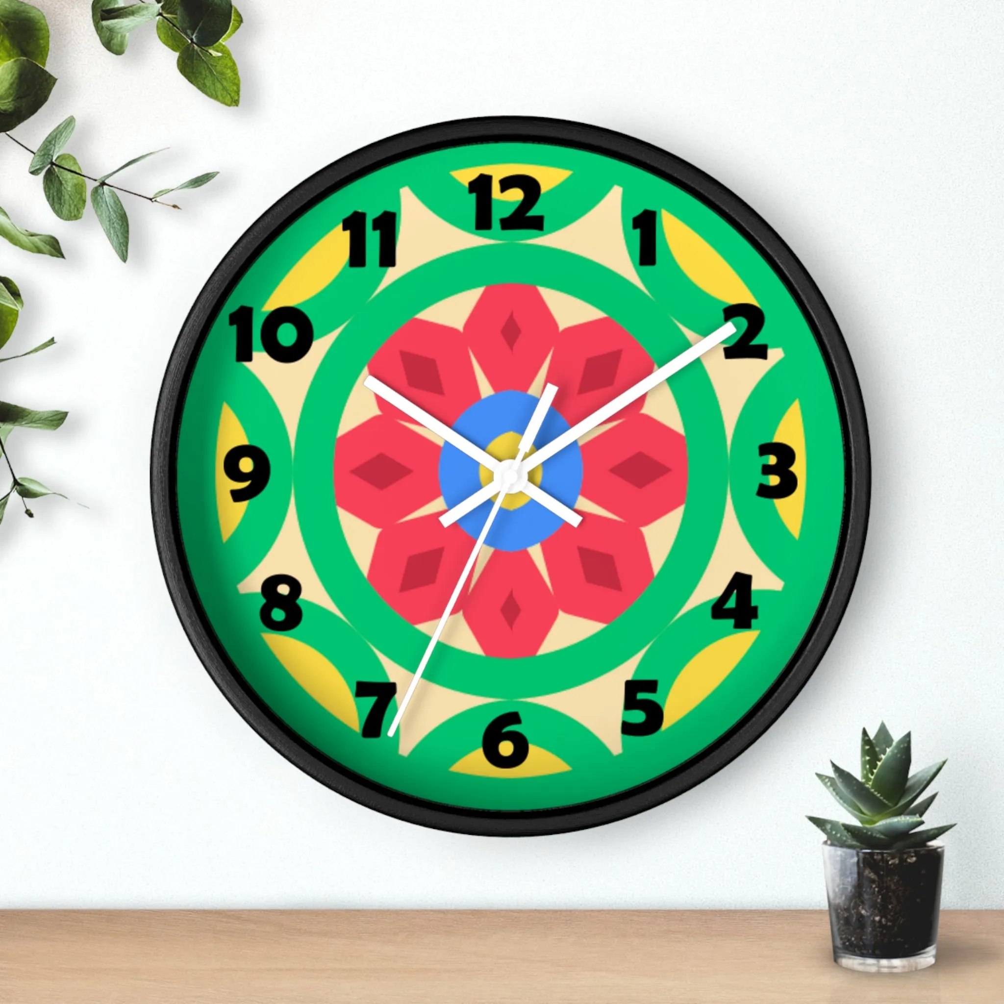 Green Mandala Wall Clock